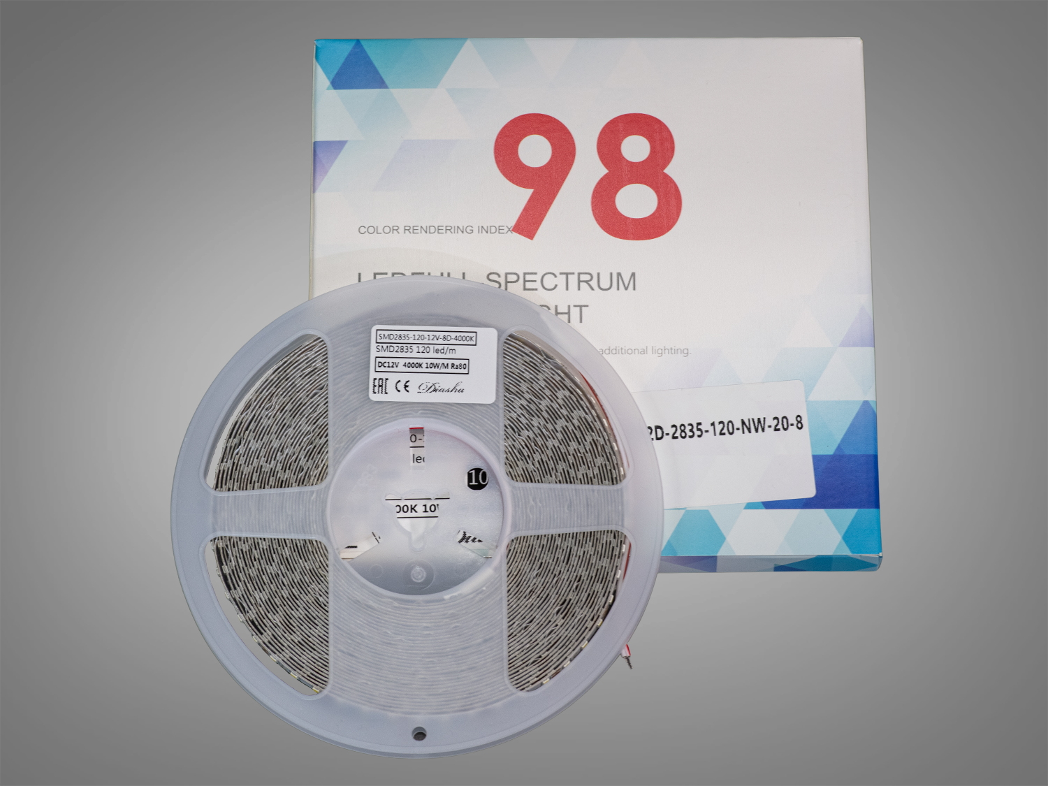 LED стрічка 12В, 120 діодів на метр, 8мм, нейтральний