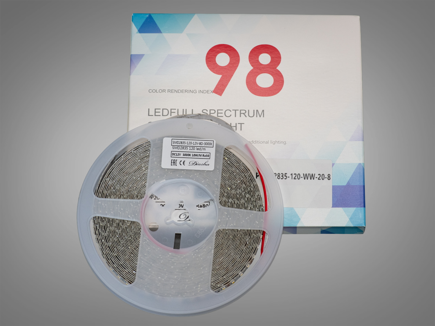 LED стрічка 12В, 120 діодів на метр, 8 мм, теплий