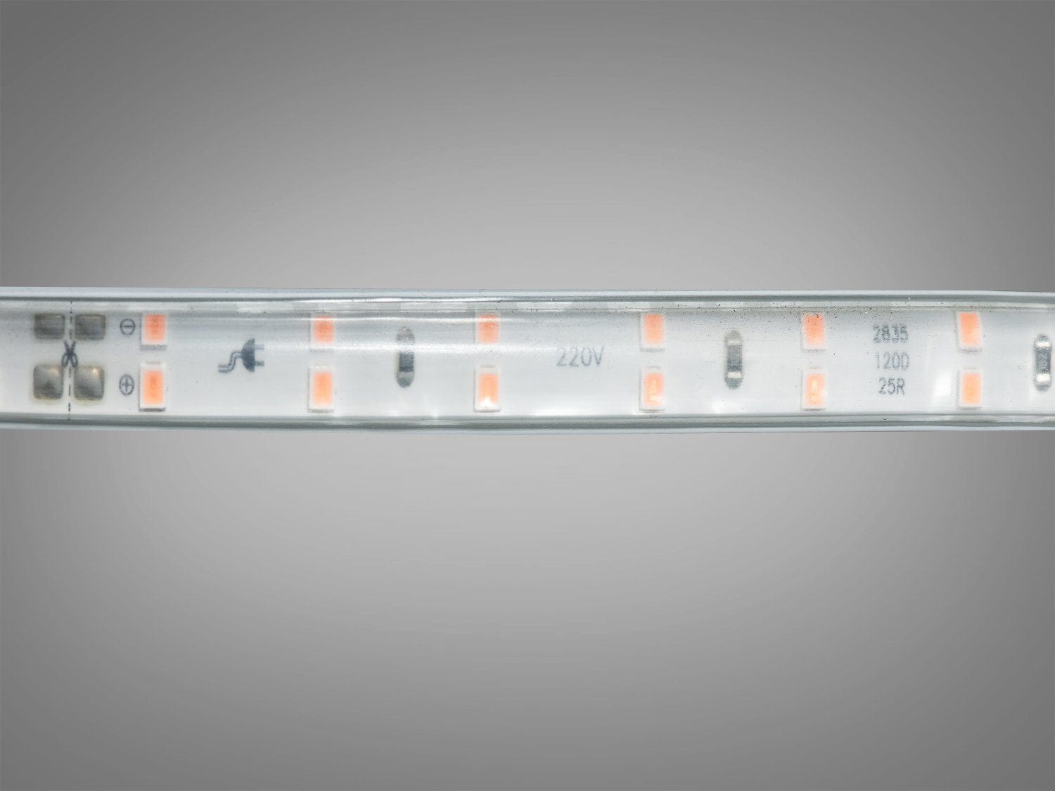 LED стрічка 220в, 120 шт/м, герметична, 10мм, рожевий