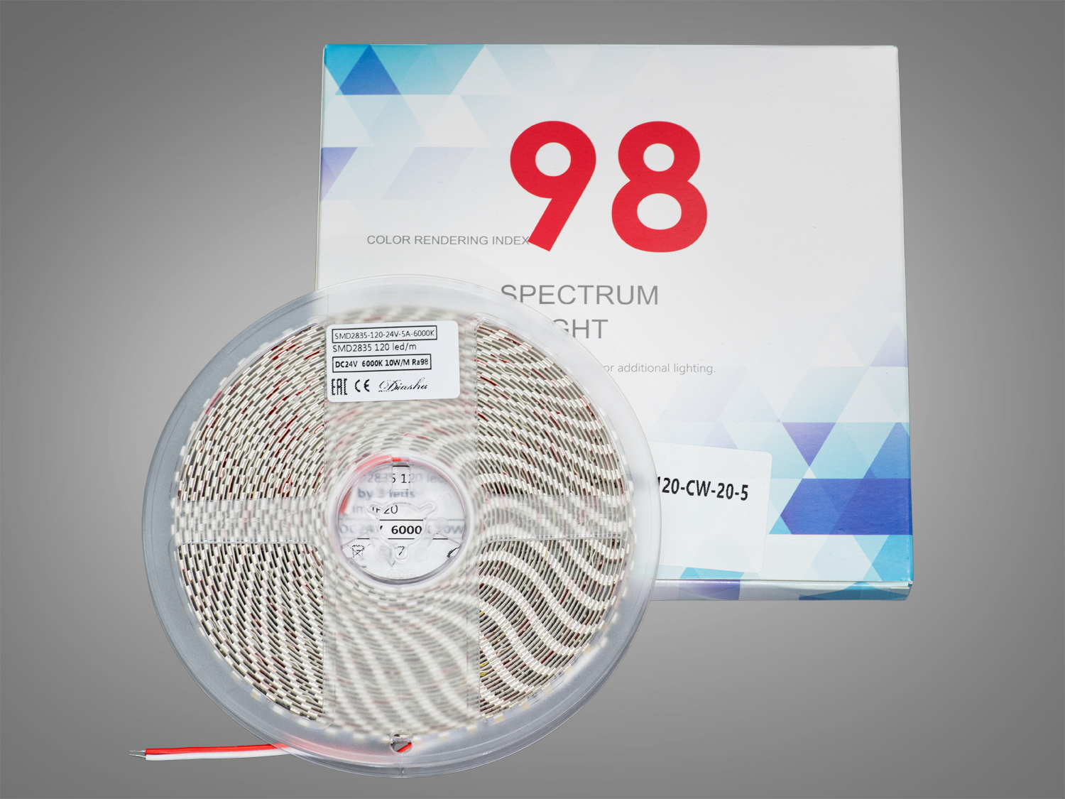 LED стрічка 24В, 120 діодів на метр, 5мм, холодний