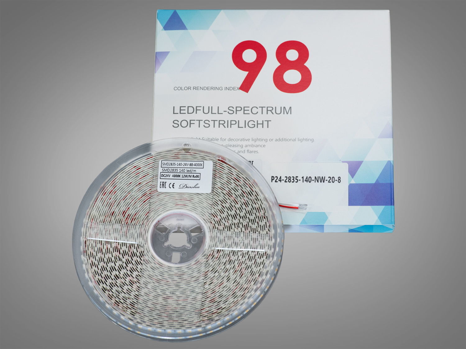 LED стрічка 24В, 140 діодів на метр, 8мм, нейтральний