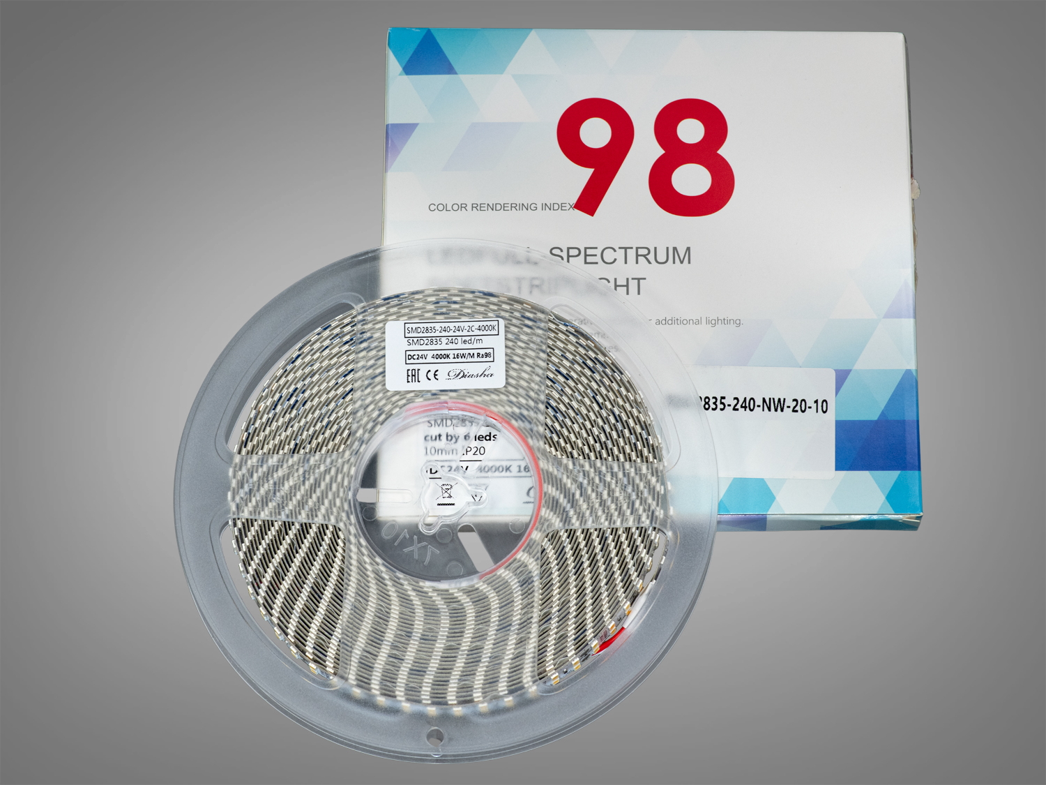 LED стрічка 24в, 240 діодів на метр, 10мм, нейтральний
