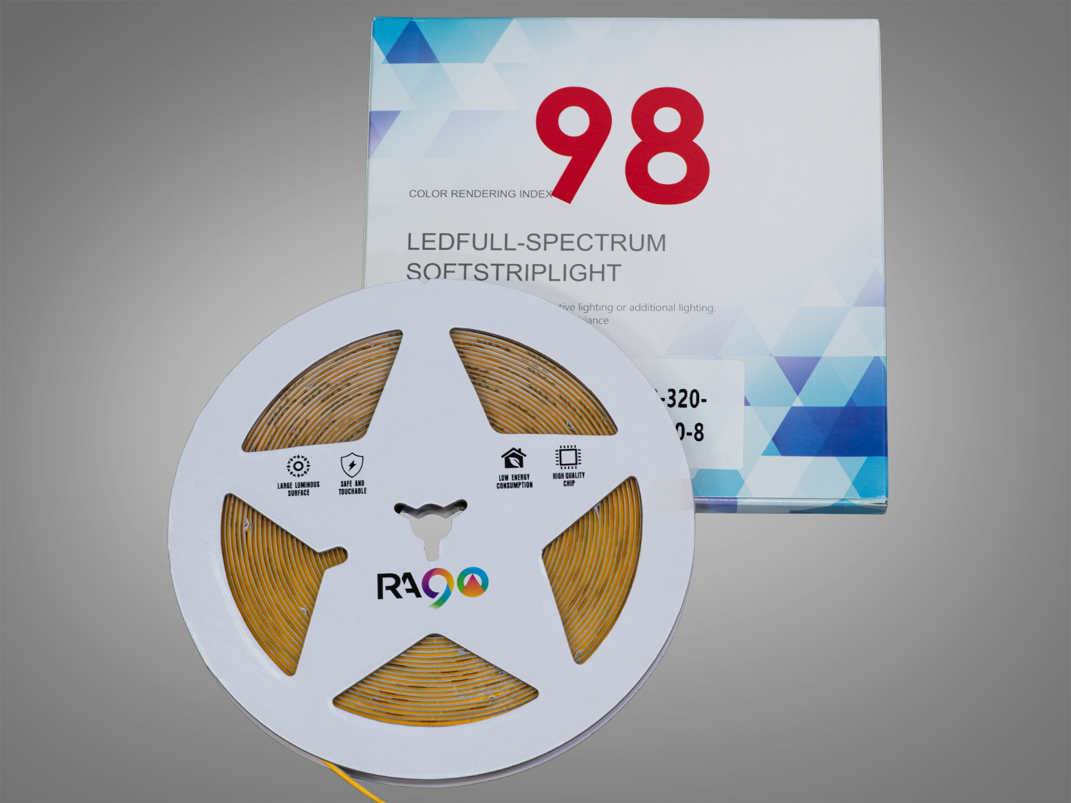 COB LED стрічка 24В, 320 діодів на метр, 8мм, жовтий