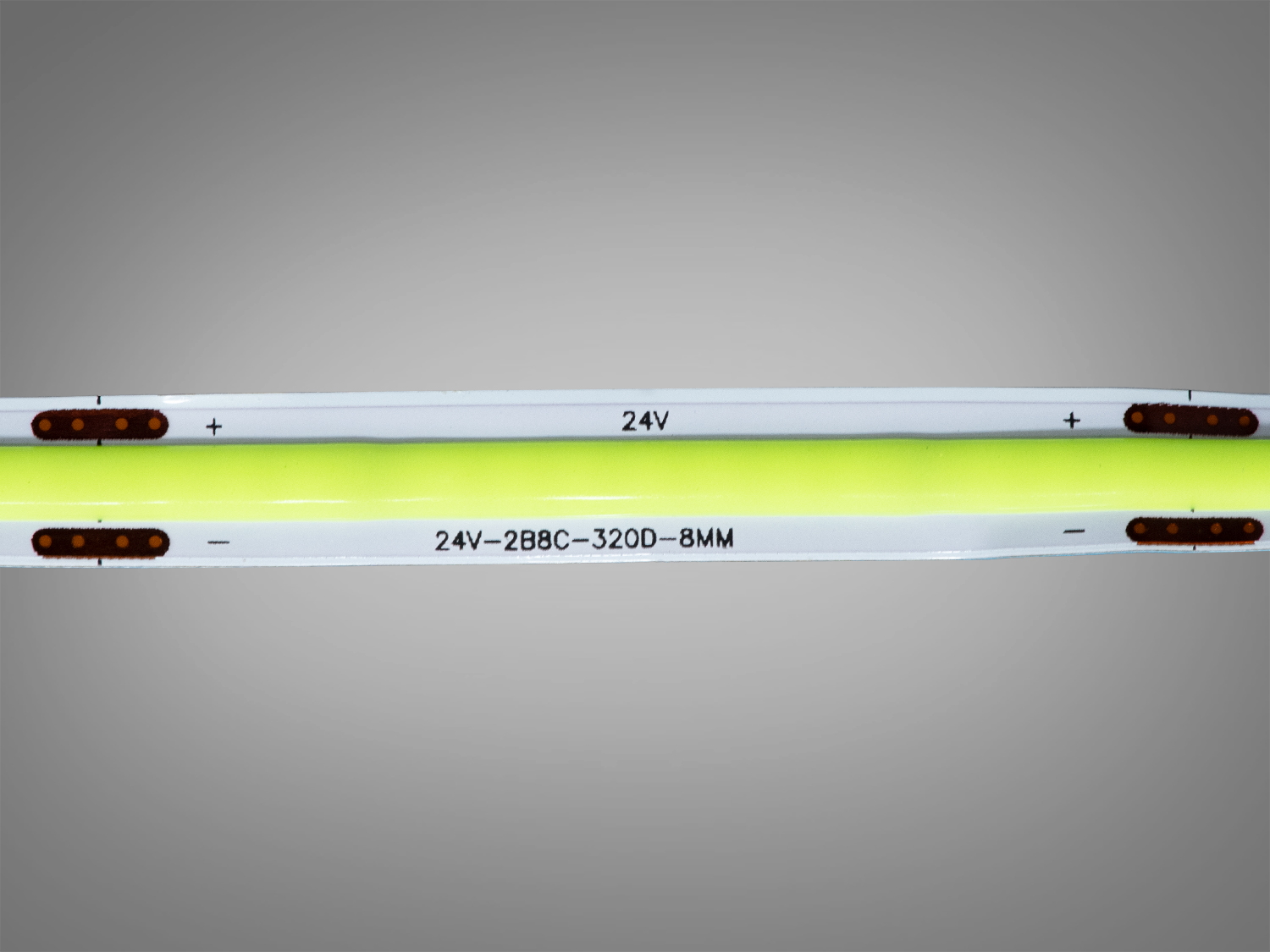 COB LED стрічка 24В, 320 діодів на метр, 8мм, зелений