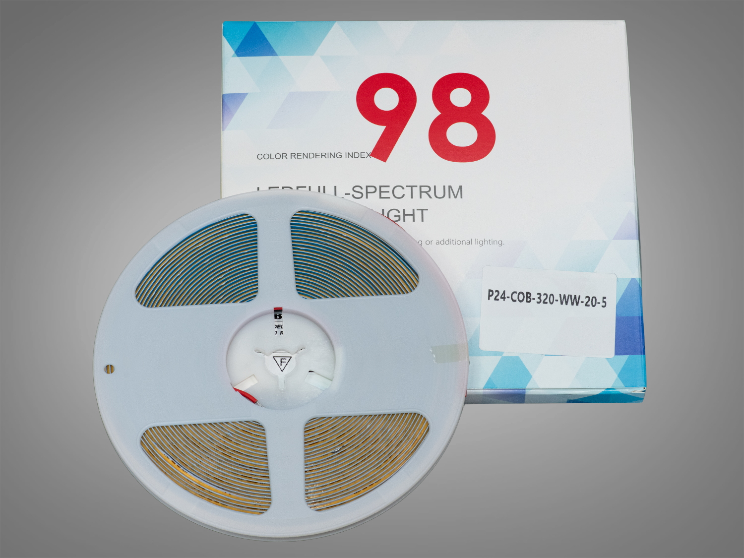 COB LED стрічка 24В, 320 діодів на метр, 5мм, теплий
