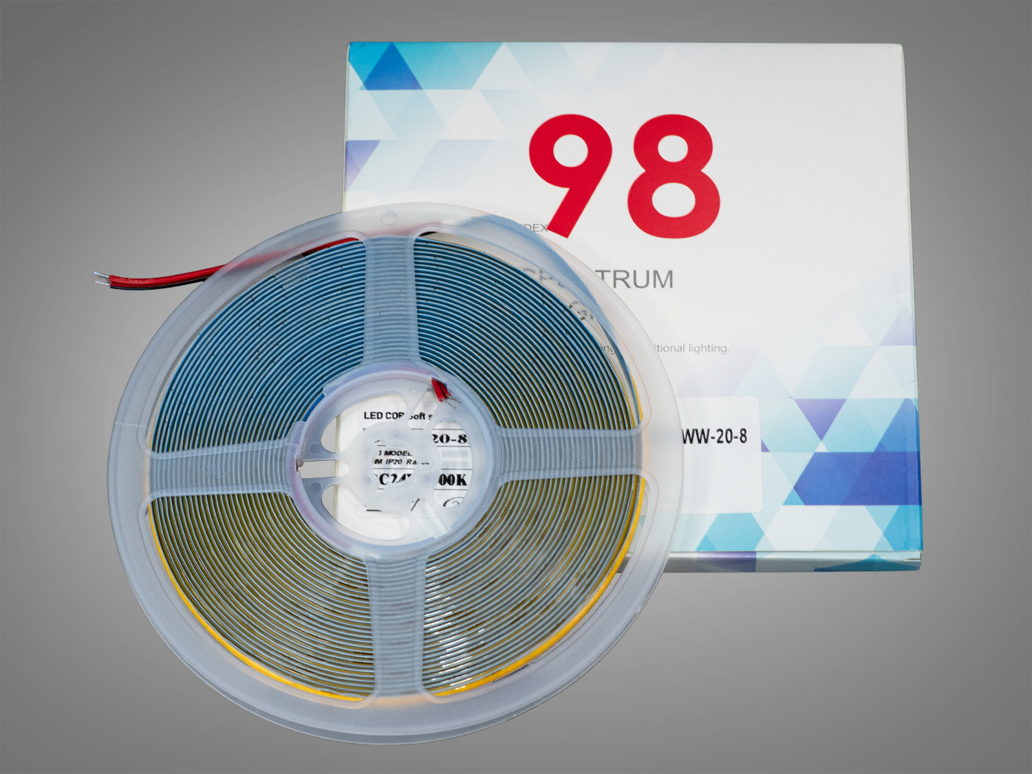 COB LED стрічка 24В, 320 діодів на метр, 8мм, теплий