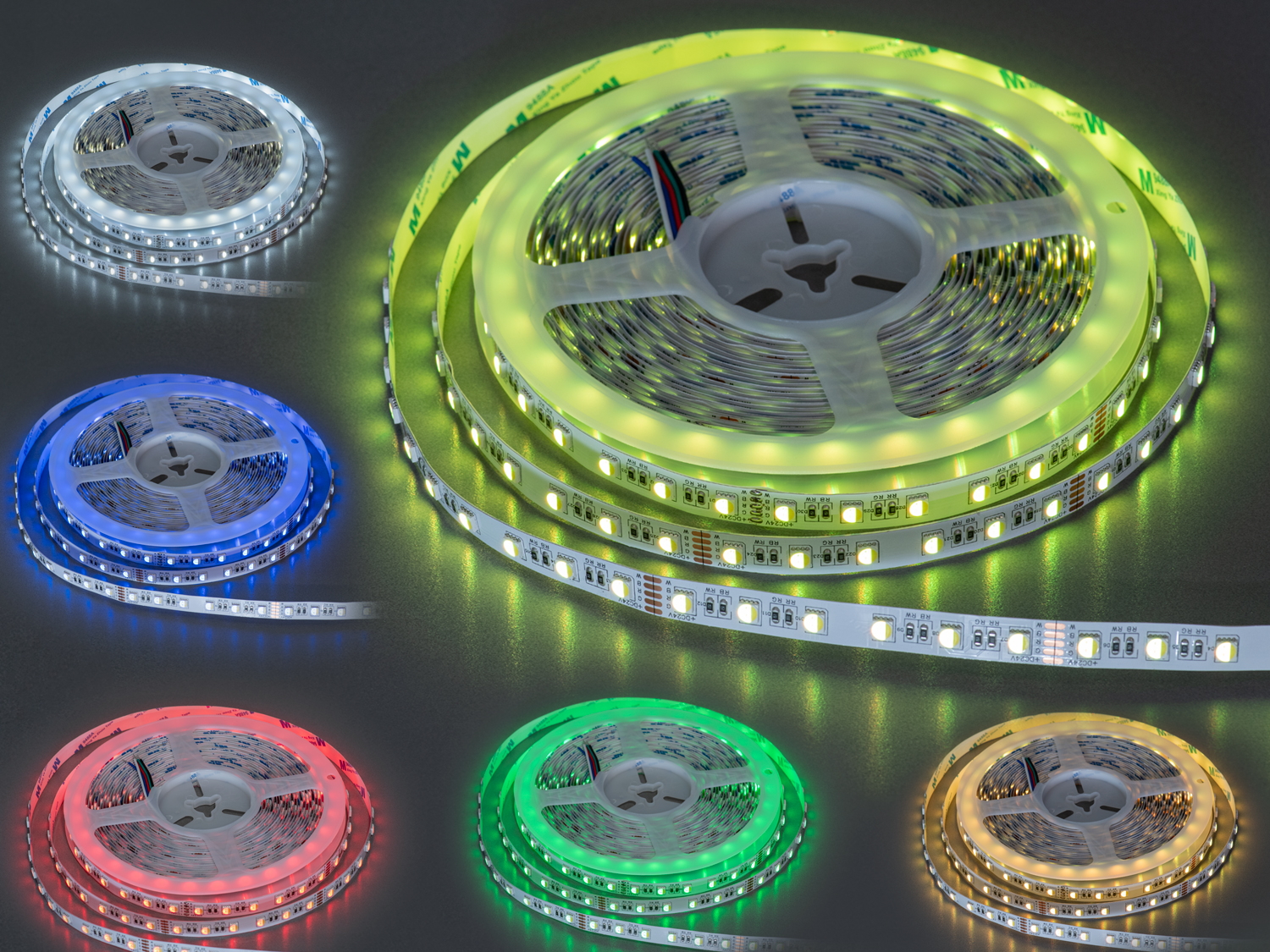 Світлодіодна стрічка 24В з 60 діодами на метр. RGB+холодний білий світло для створення унікальної атмосфери в будь-якому інтер′єрі.