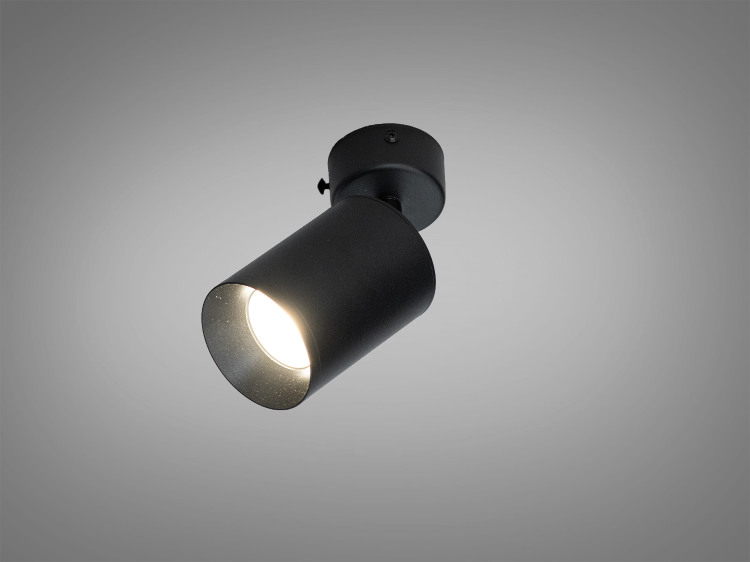 Чорний циліндричний накладний спот із патроном GU10 для акцентного освітлення в домі та комерційних просторах. Лампа не входить до комплекту.