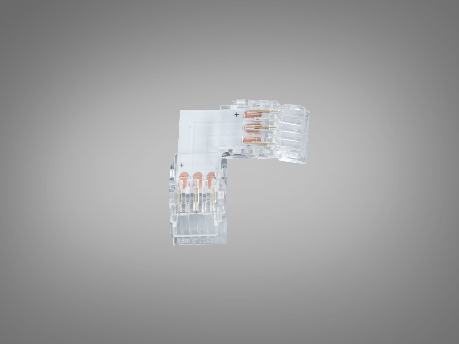 Кутовий конектор для світлодіодної стрічки з прозорого пластику, забезпечує надійне з′єднання. Призначений для внутрішнього монтажу.