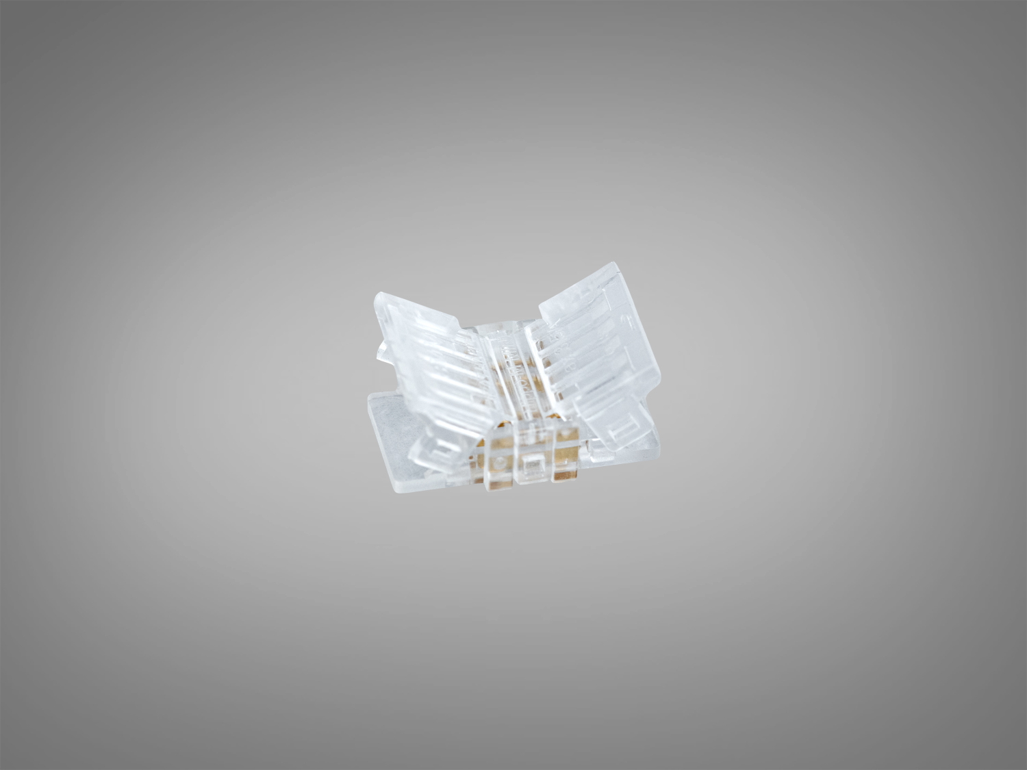 Прозорий конектор для RGB LED стрічки 4pin 8 мм. Сумісний зі стрічками 12V, пробивний контакт, швидкий монтаж і майже непомітний стик без пайки.