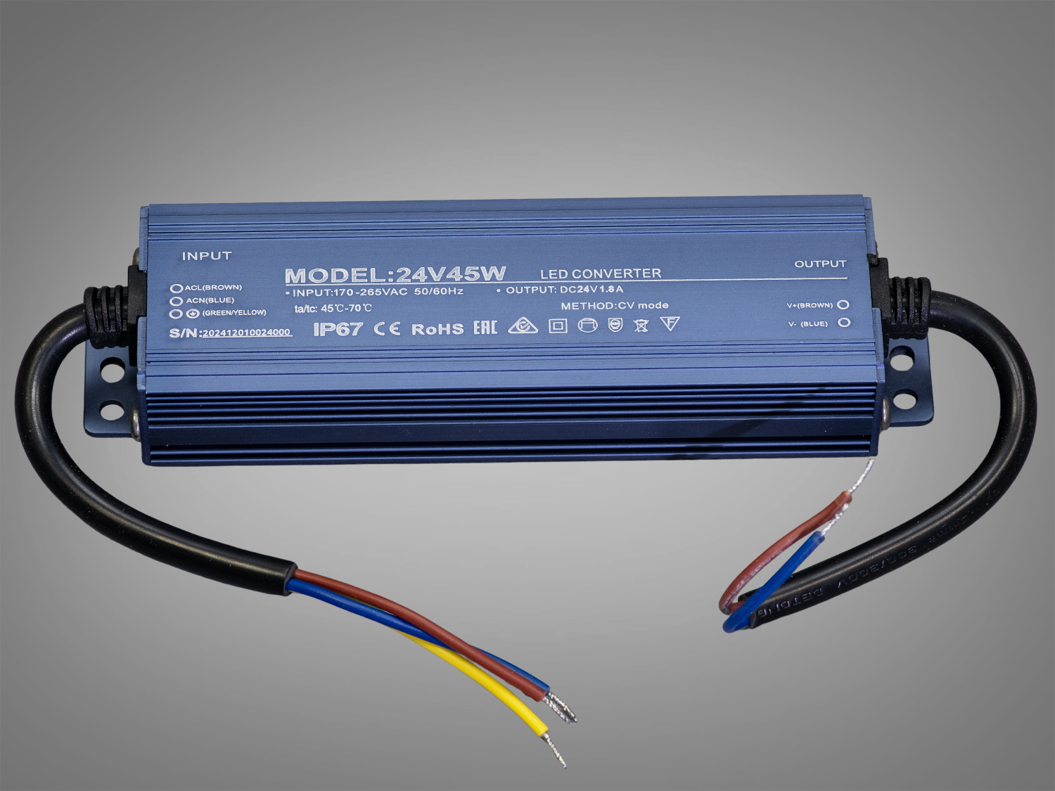 Блок живлення 24 В, для підключення LED стрічки, 45Вт, 1.88А