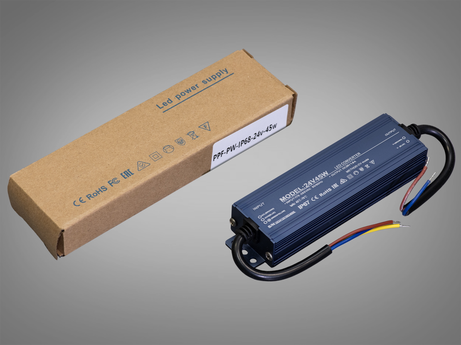 Блок живлення 24 В, для підключення LED стрічки, 45Вт, 1.88А