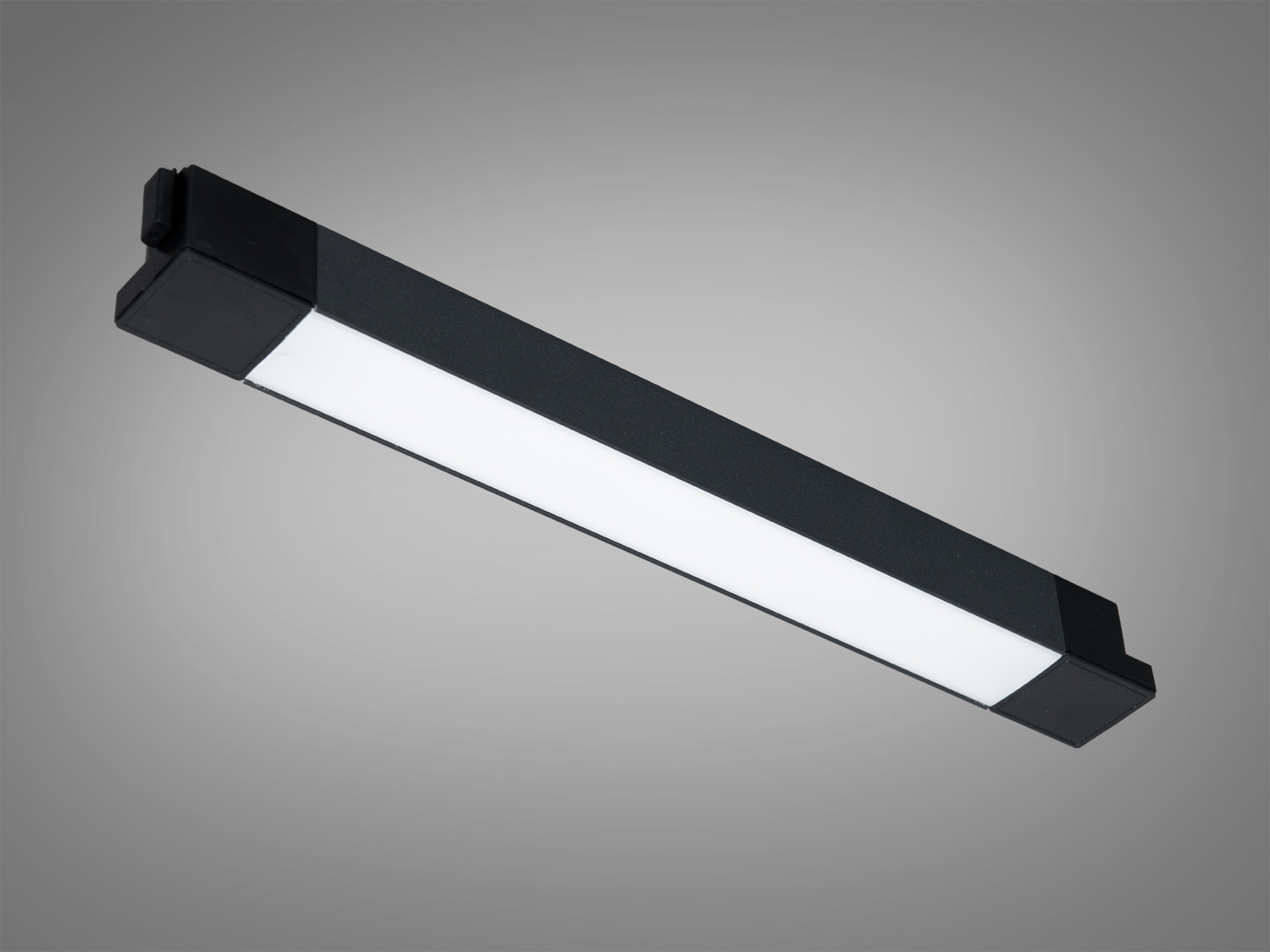 Магнітний лінійний трековий LED світильник 20 Вт, 4000K, чорний. Металевий корпус, матовий розсіювач, кут ~120°, трекова система 220 В для офісу та комерції.
