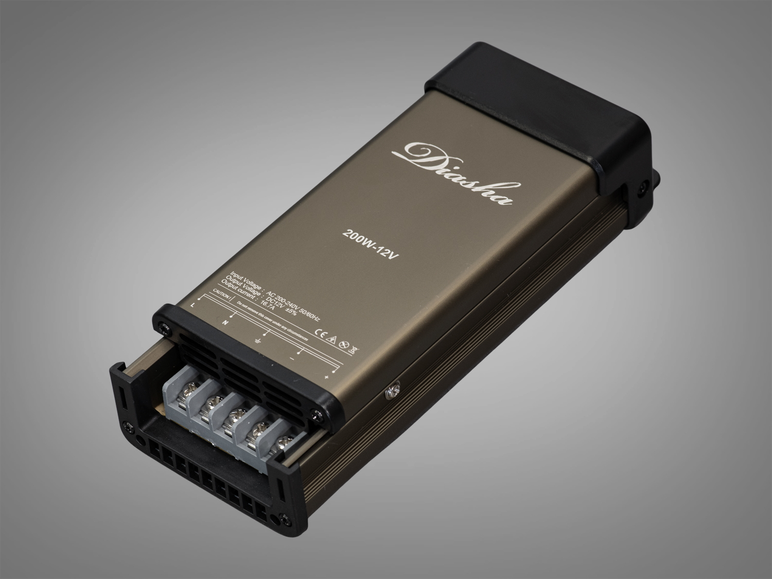 Вуличний блок живлення 12В, із захистом від дощу, 200Вт, 16.66А. Захищений блок живлення для світлодіодної стрічки, розрахований на складні умови експлуатації.