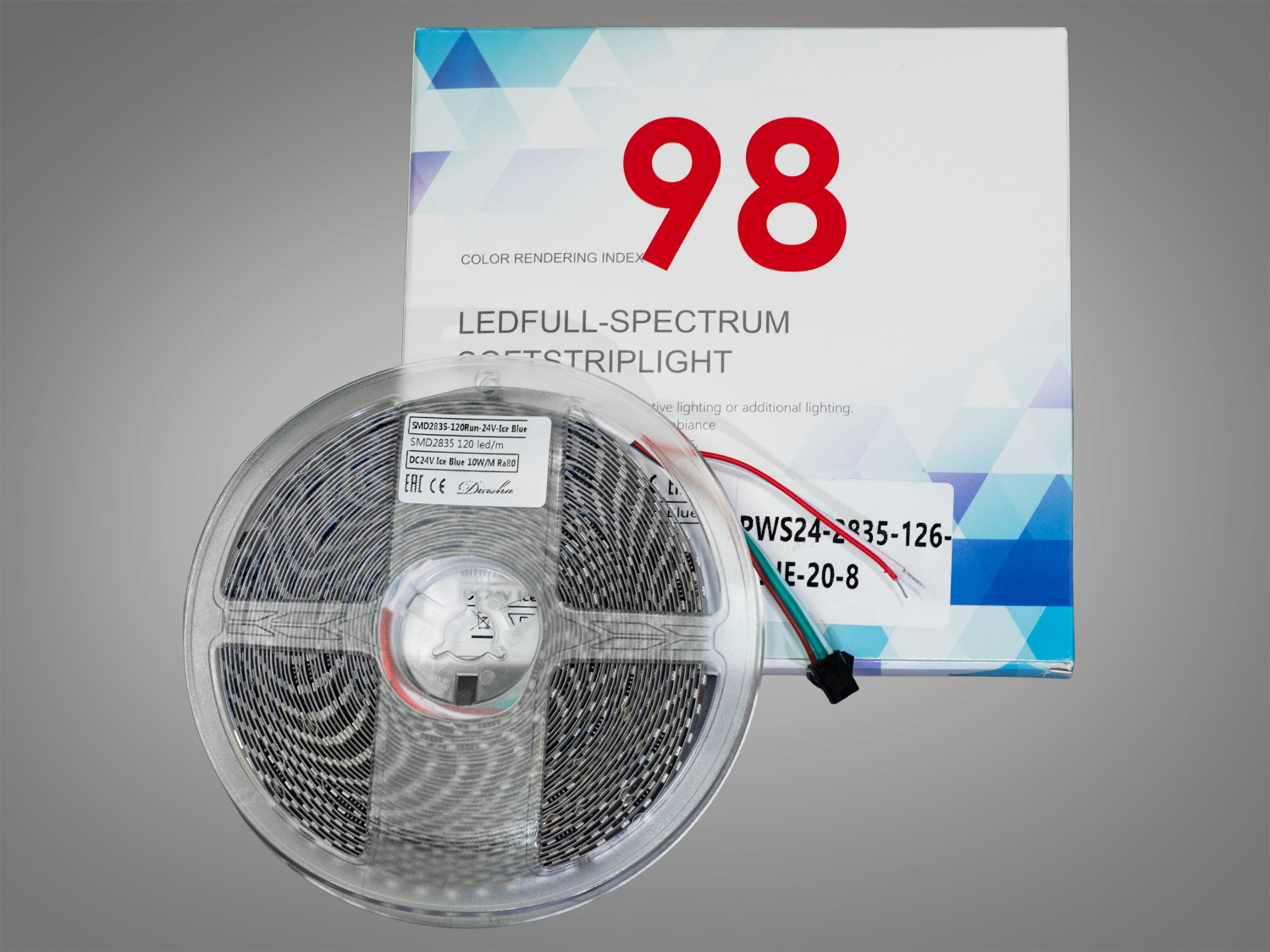 Адресна LED стрічка 24В, 126 діодів на метр, 8мм, блакитна