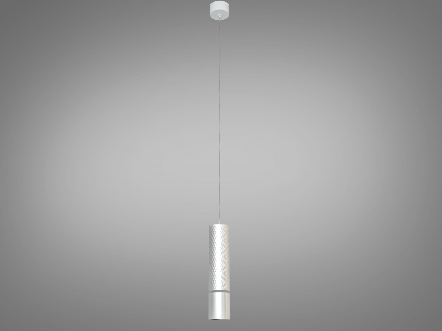 Підвісний світильник з тонким дротом для монтажу, має циліндричну форму з геометричним візерунком. Підходить для освітлення кухонь.