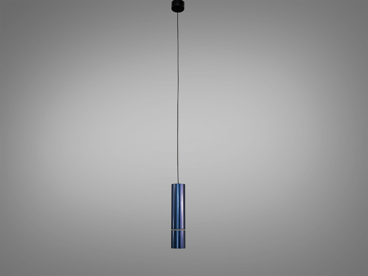 Підвісний світильник циліндричної форми з металу, темно-синій колір, підходить для сучасних інтер′єрів, регульована висота підвіски.