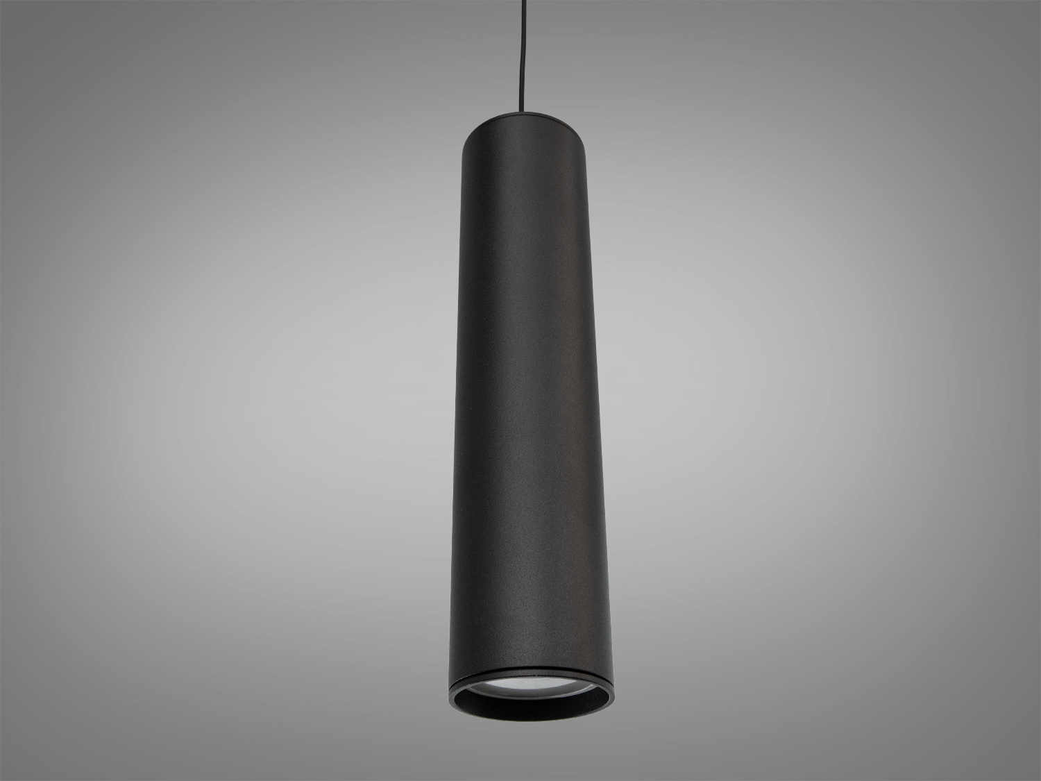 Підвісний світильник на довгому шнурі з чорного металу, вигнута форма з золотистим акцентом. Ідеальний для високих стель.