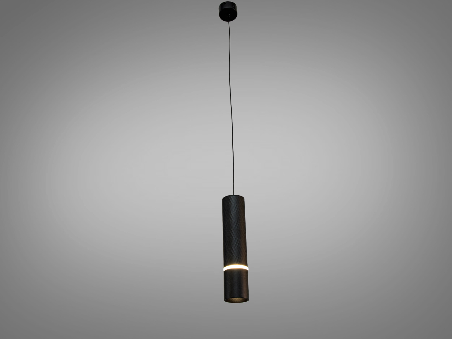 Одинарний підвісний світильник-тубус GU10 у чорному кольорі для акцентного та зонального освітлення. Спрямований потік, сумісність з LED GU10, сучасний дизайн.