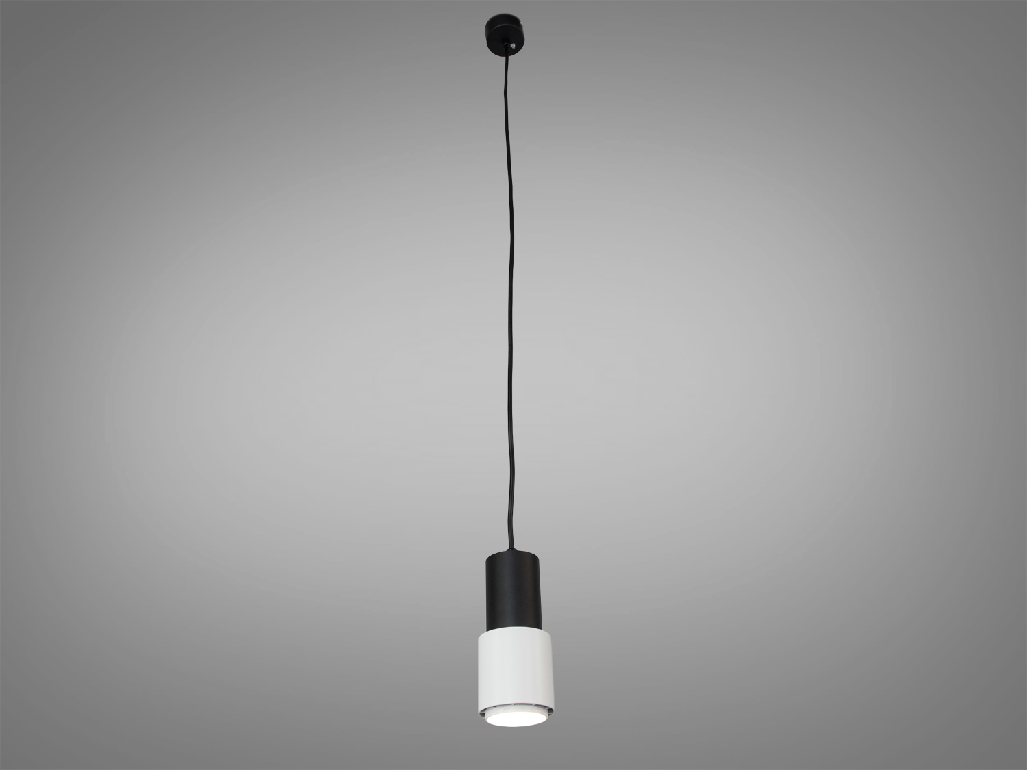 Підвісний світильник на довгому шнурі з чорного металу, вигнута форма з золотистим акцентом. Ідеальний для високих стель.