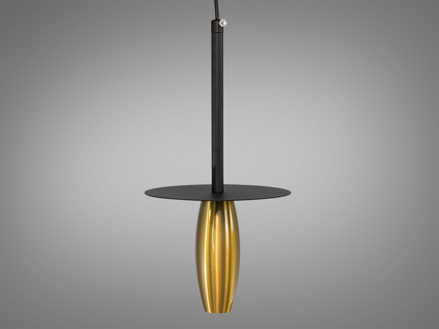 Підвісний світильник з матовим чорним покриттям, циліндрична форма, підходить для офісних приміщень. Легкий монтаж на стелю.