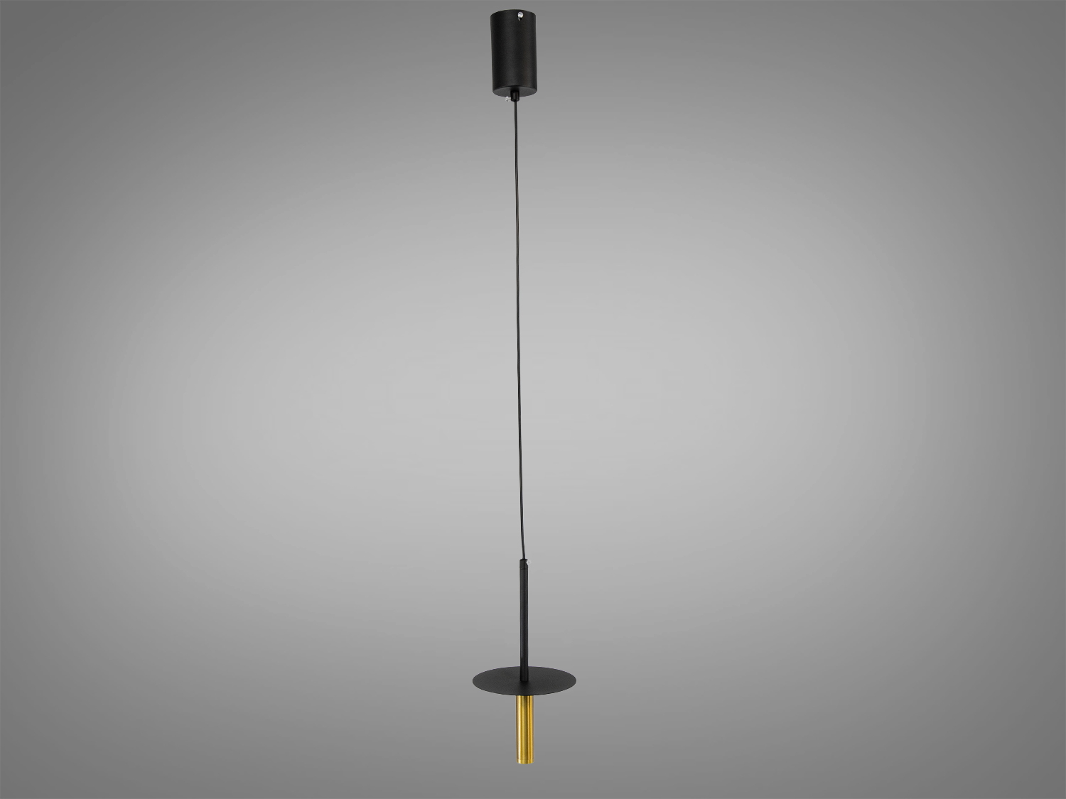 Підвісний світильник з матовим чорним покриттям, циліндрична форма, підходить для офісних приміщень. Легкий монтаж на стелю.