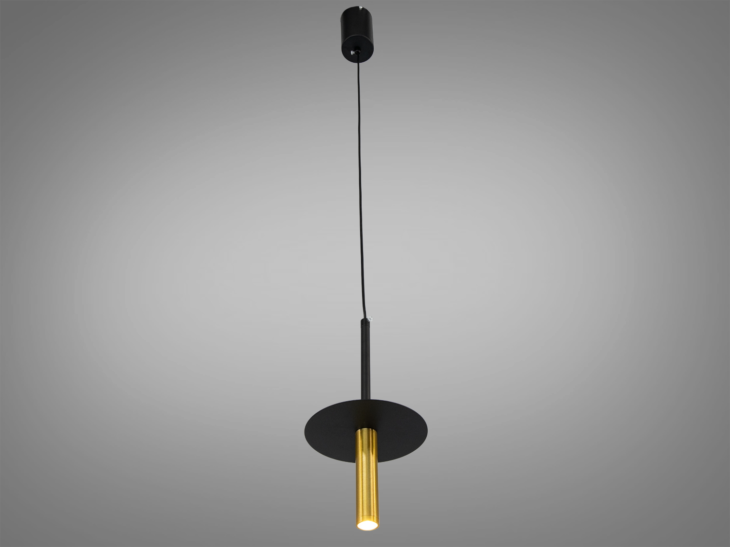 Одинарний підвісний світильник-туба GU10 у кольорі чорний хром для спрямованого акцентного світла в кухні, над столом чи у вітрині. Керування — настінний вимикач.