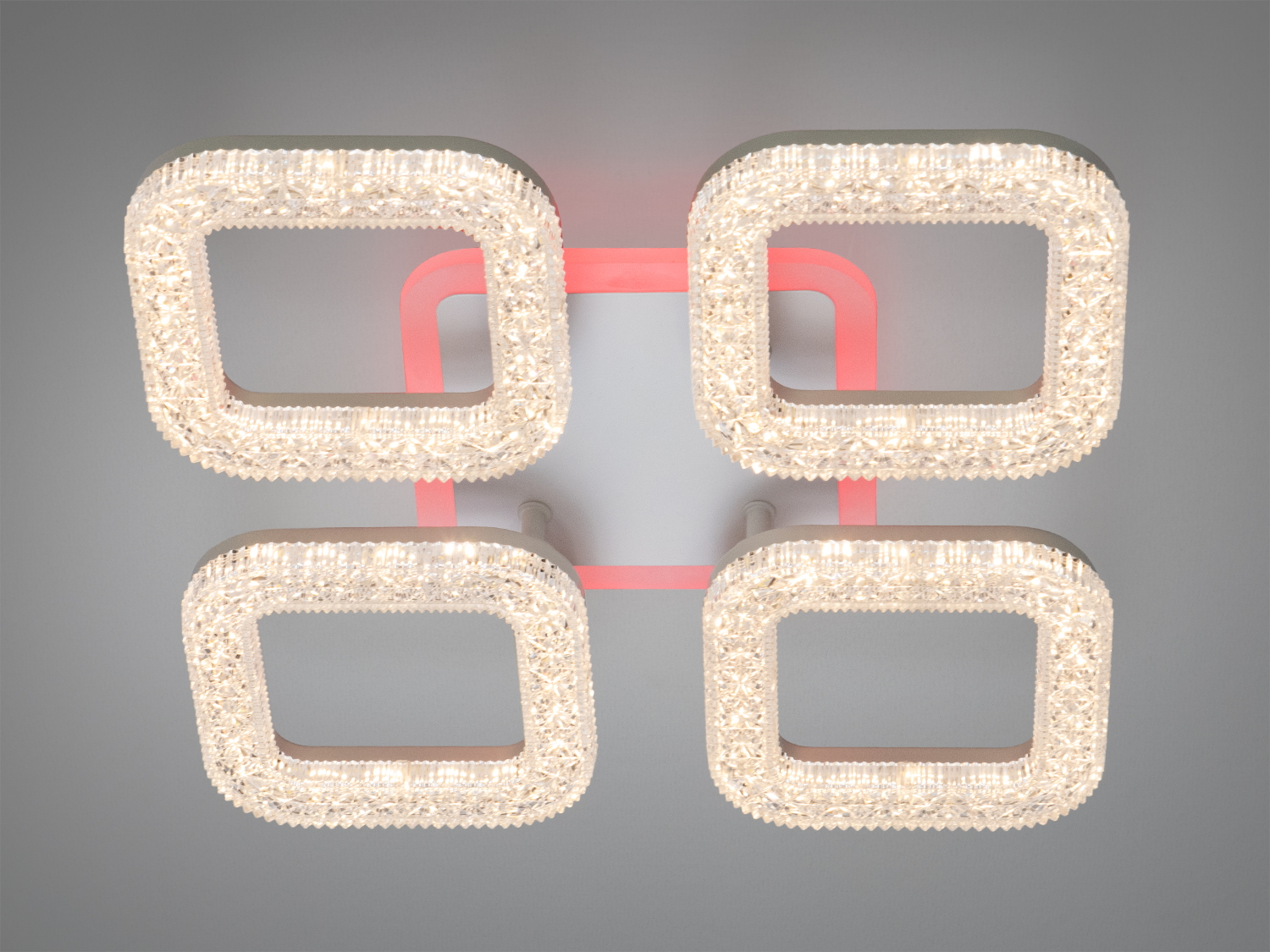 Стельовий світильник з квадратними LED-елементами та червоним підсвічуванням. Призначений для сучасних інтер’єрів.