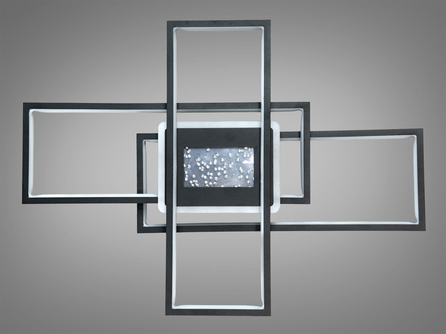 Стельова LED люстра у спальню з пультом, чорна, 95W на 14м2