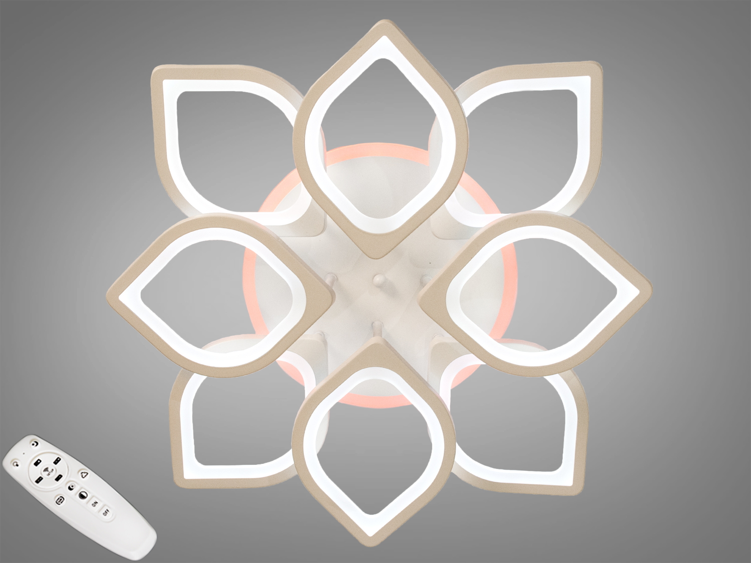 Лампа у формі квітки з пультом дистанційного керування, забезпечує регулювання яскравості та кольору світла.