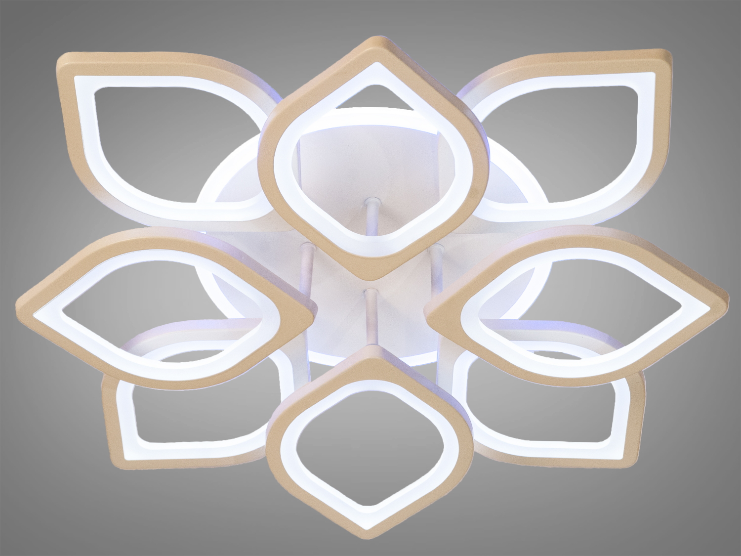 Потолочна LED люстра S8073-4+4WH біла 130Вт з пультом дистанційного керування та димером для регулювання яскравості та кольору світла.