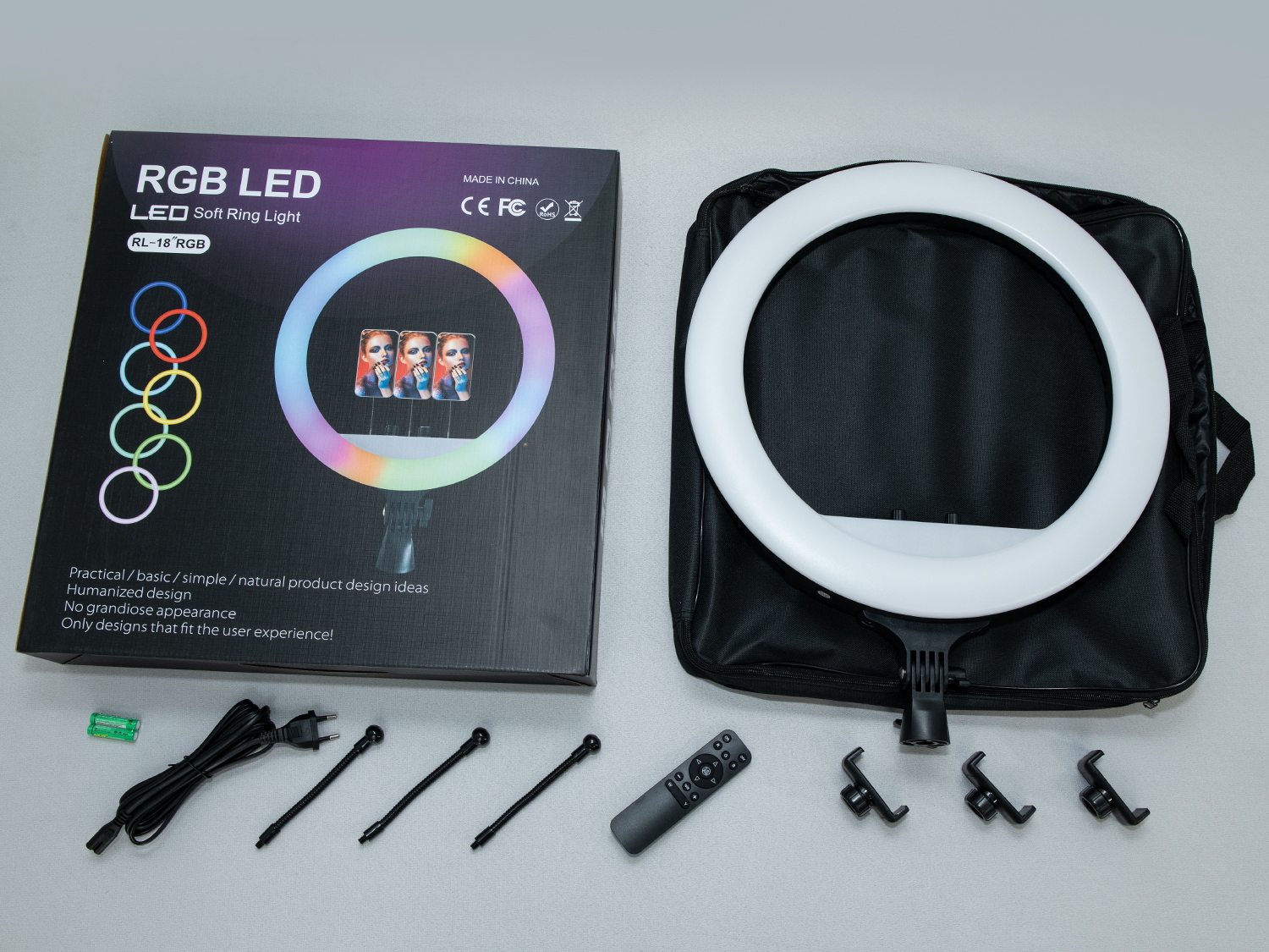RGB селфі лампа з пультом, діаметром 45см, 50Вт