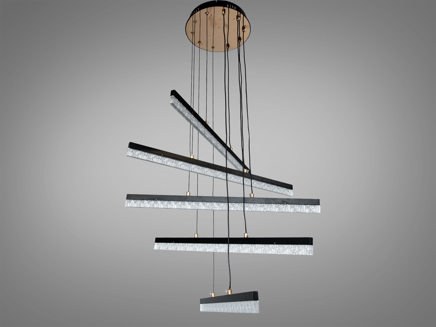 Підвісна LED люстра 5 ліній чорна 70 Вт з пультом дистанційного керування