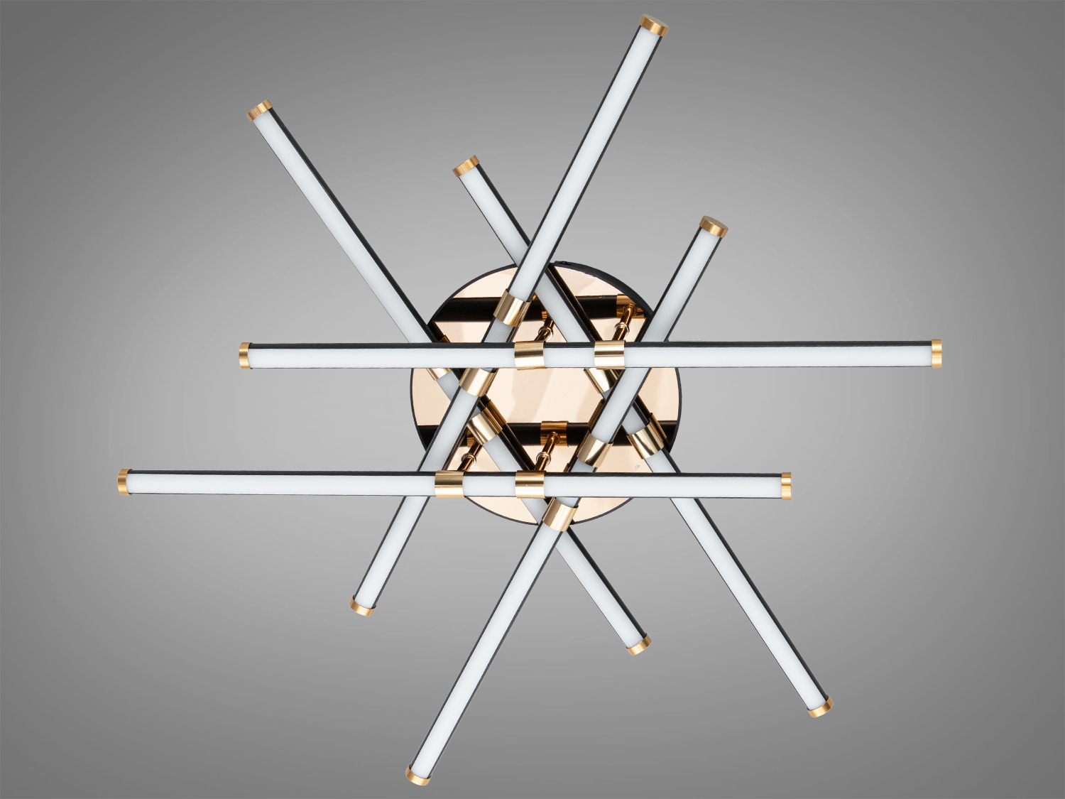 Світильник з білими трубками, холодне світло, кругла основа, стильний дизайн для сучасних приміщень.