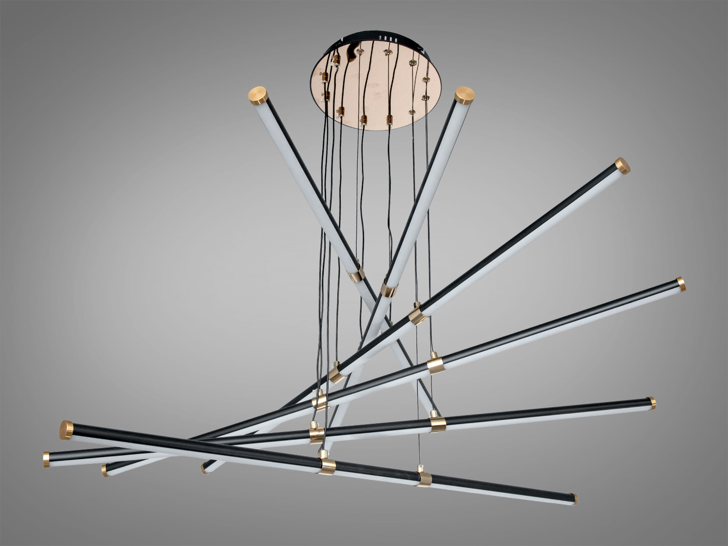 Світлодіодна люстра LED чорний металеві трубки сучасний дизайн SX8260-6BK-LS