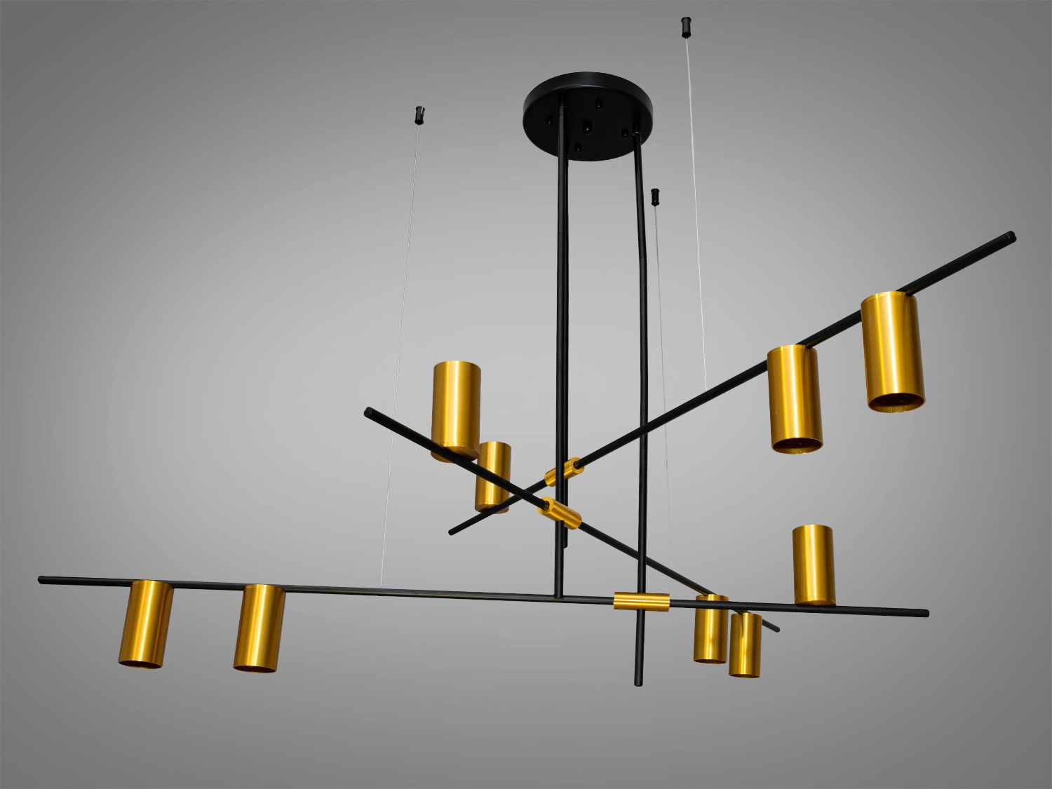 Стильна люстра у сучасному стилі Loft на 9 ламп, колір золото+чорнийСветильники 