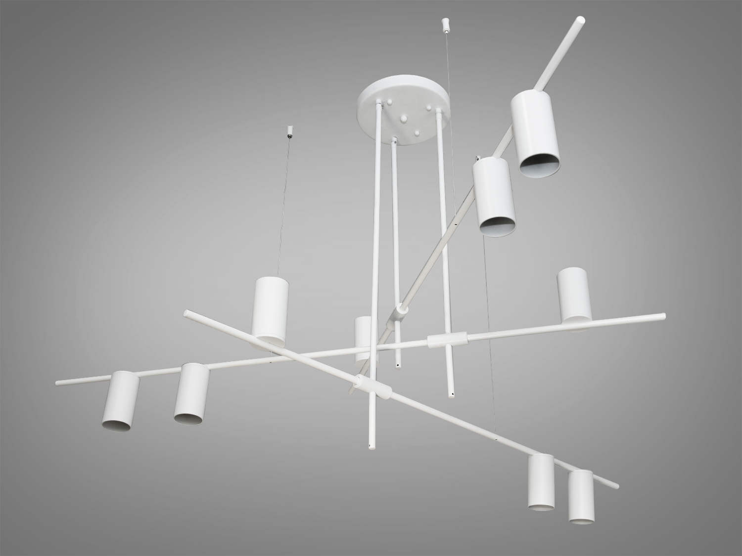 Лаконічна люстра в стилі Loft для арт-простору на 9 ламп, колір білийСветильники 
