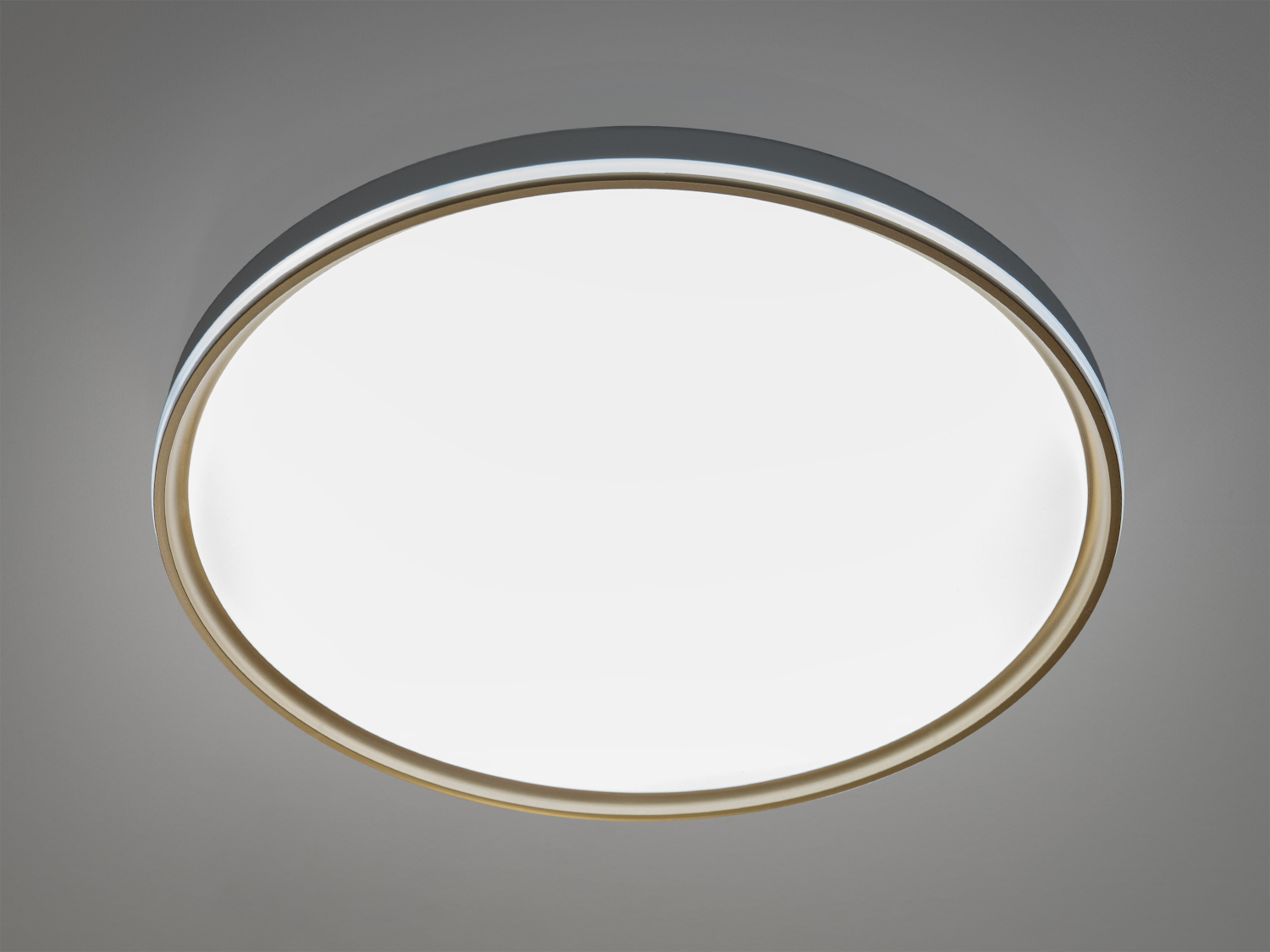 Стельовий світильник з матовим покриттям та золотим обрамленням для затишного освітлення.