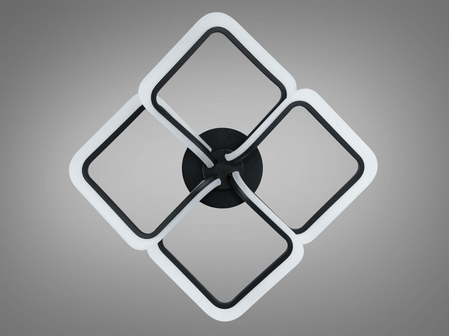 Світильник з чотирма квадратними рамками, чорний корпус, підходить для сучасного інтер’єру.