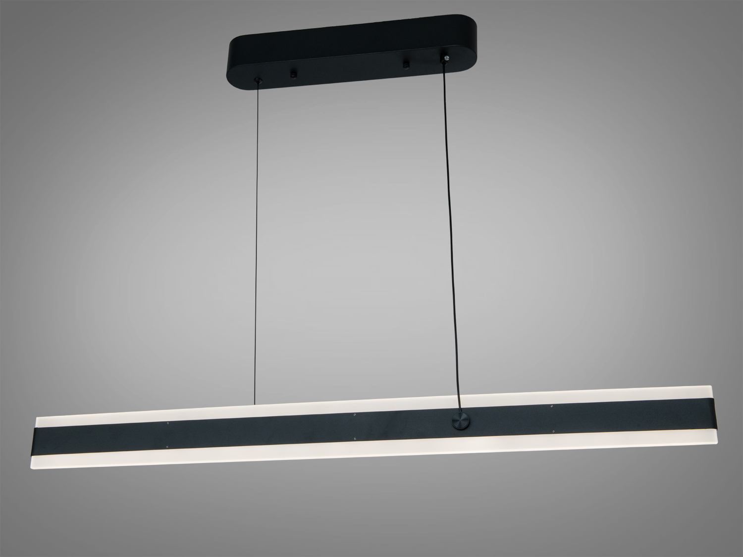 Підвісна LED люстра Diasha 50 Вт чорна матова лінійна форма для рівномірного освітлення до 9 м² без пульта, для кухні, офісу, коридору.